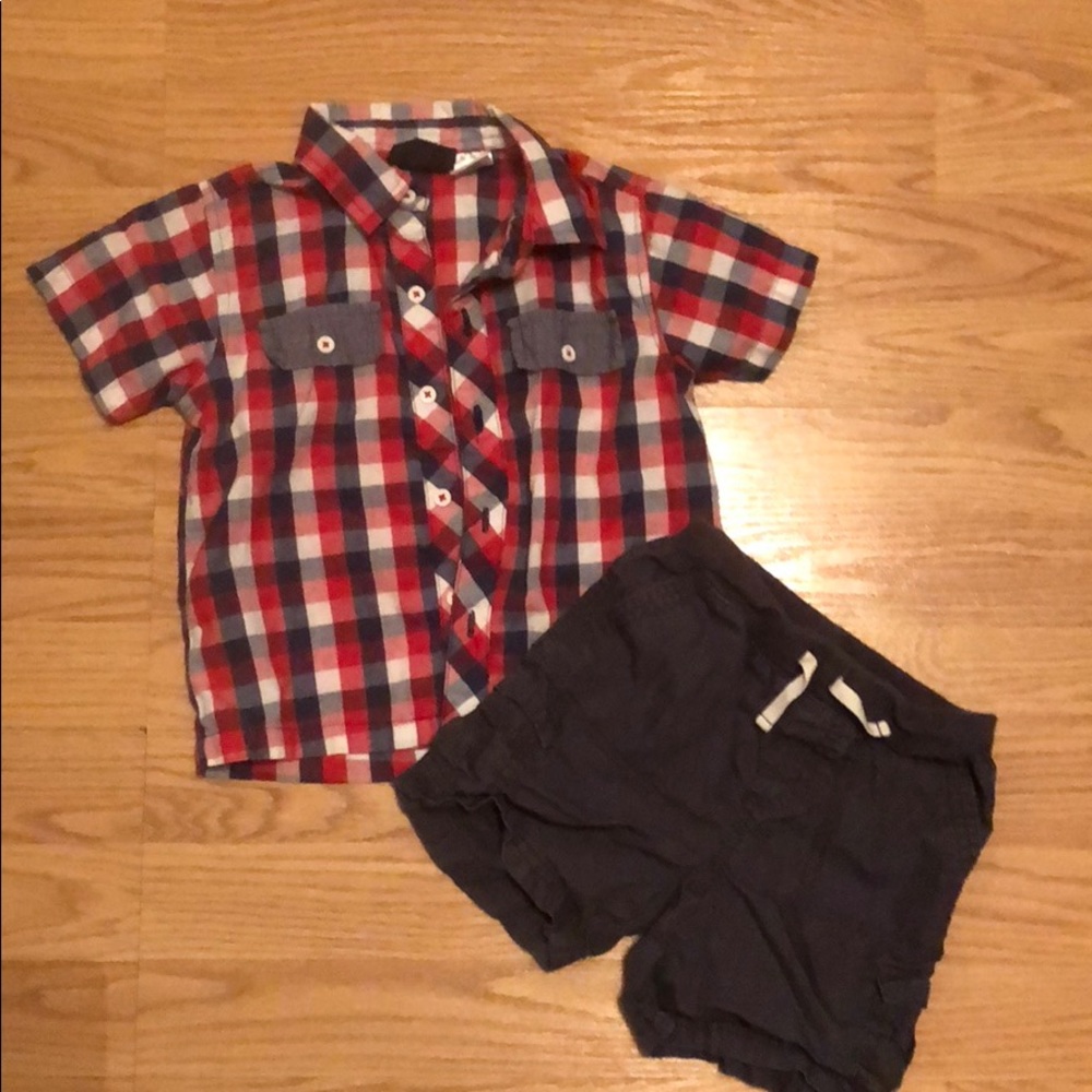 Boys button down shirt and khaki shorts